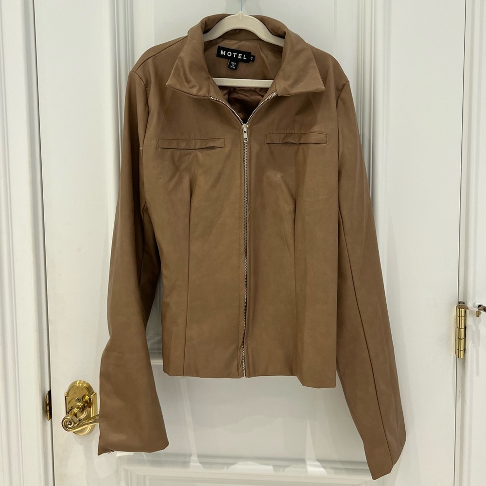 Motel Rocks Small Tan Leather Jacket